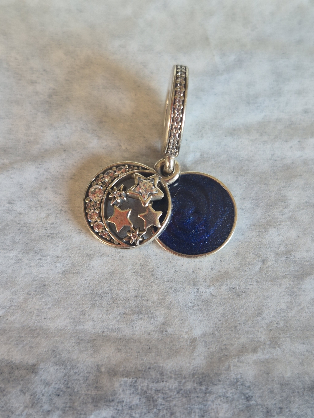 Pandora Silver Star & Deep Blue Enamel Double Charm Pendant